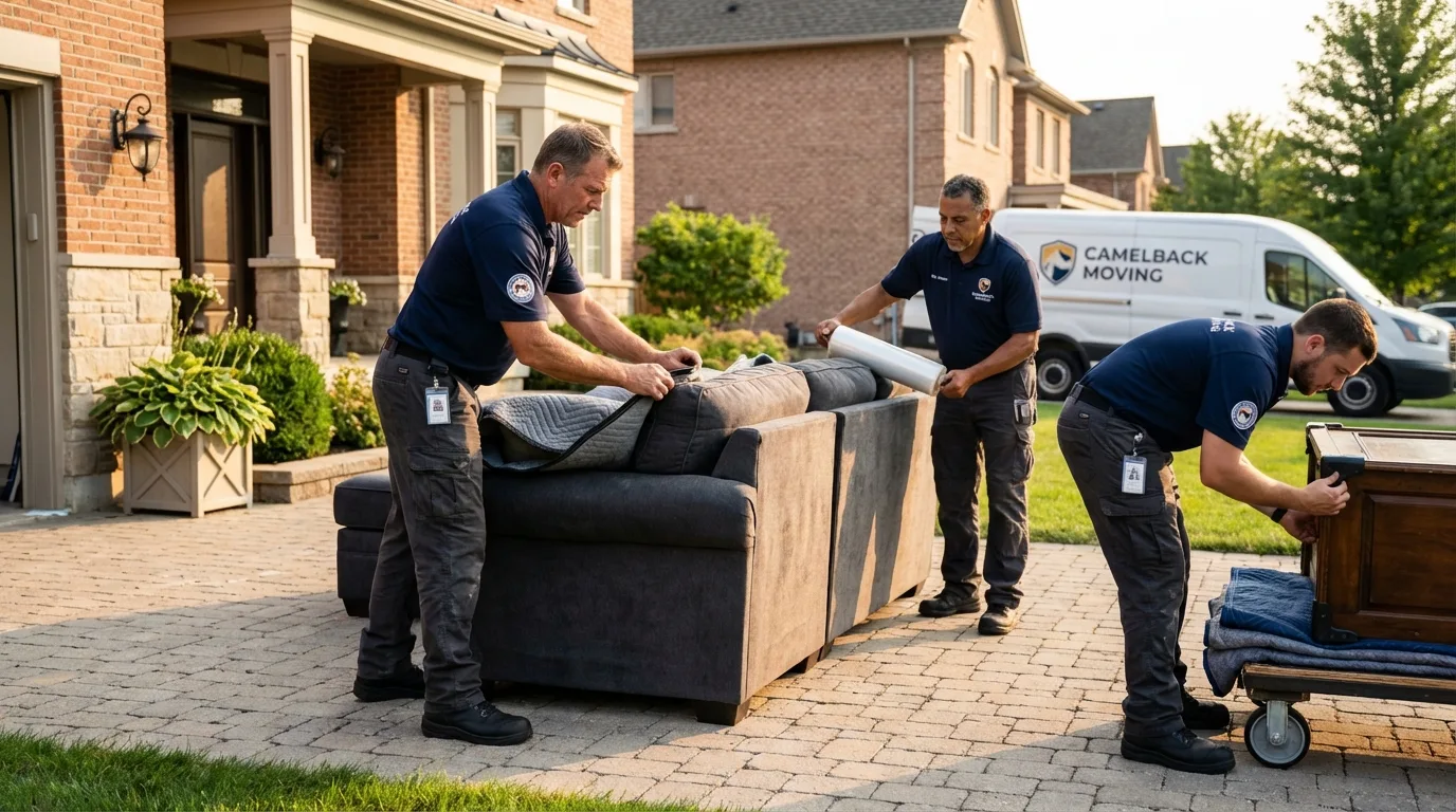 Large estate moving crew wrapping furniture in Perryville, MO
