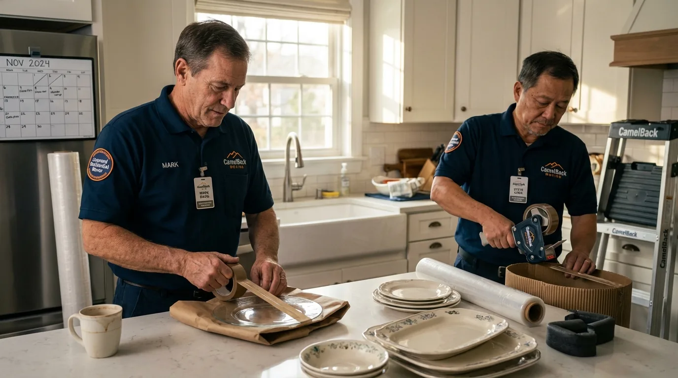 Professional crew packing kitchen dishware in Perryville, MO